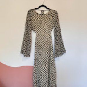 Check Long Backless dress